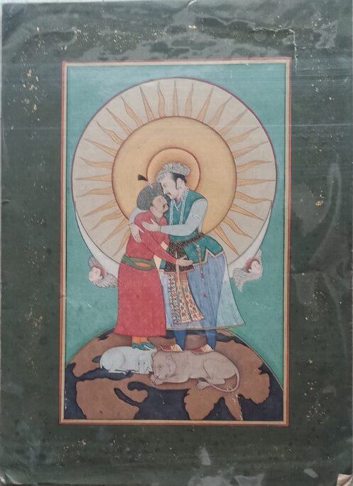 Jahangir Embracing Shah Abbas Painting | Handmade Mughal Miniature Reproduction